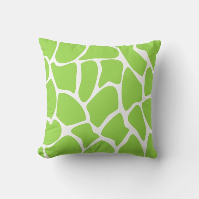 Coussin Motif d'impression de girafe en vert de chaux (Recto)