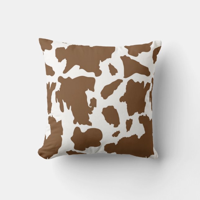 Coussin Motif d'impression de vache Brown (Recto)