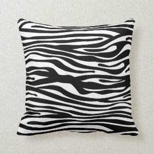 Coussin Motif d'impression de zèbre - noir et blanc