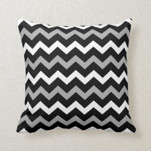 Coussin Motif d'impression noir blanc et gris
