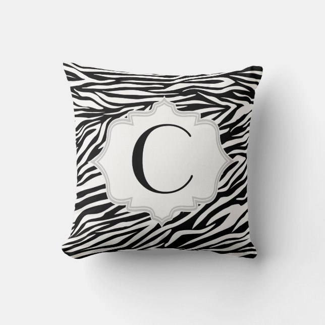 Coussin Motif d'impression noir blanc zèbre personnalisé (Recto)