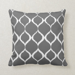 Coussin Motif d'impression tribal Ikat Gray Gray