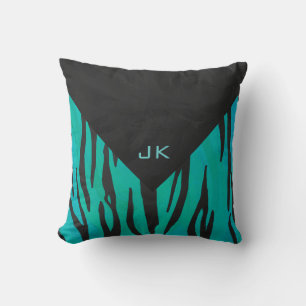 Coussin Motif d'impression Turquoise et noir de tigre de m
