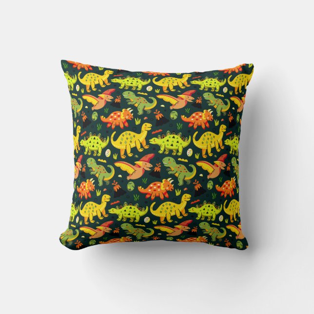 Coussin Motif Dinosaure coloré (Recto)
