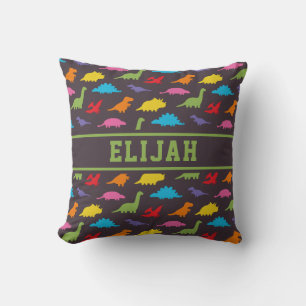 Coussin Motif Dinosaures Colorés, Personnalisé pour Enfant