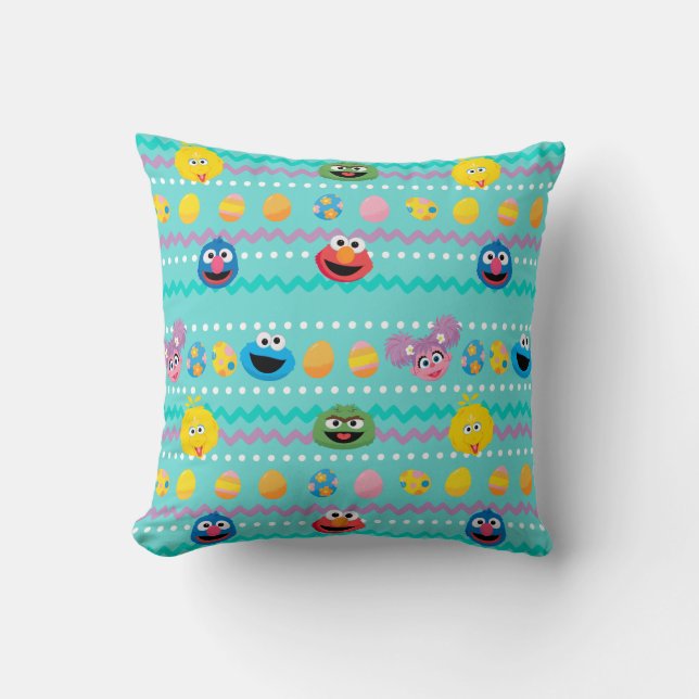 Coussin Motif d'oeufs de Pâques de la rue Sesame (Recto)