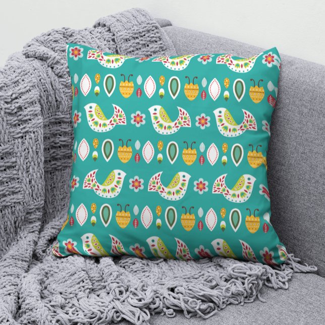 Coussin Motif d'oiseaux Folklorico (Créateur téléchargé)