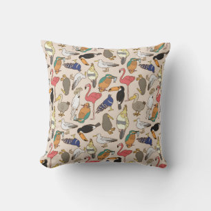 Coussin motif d'oiseaux transparent