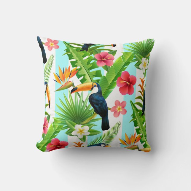 Coussin Motif d'oiseaux tropicaux (Recto)