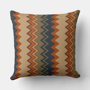Coussin Motif d'olive, bleu et orange Chevron