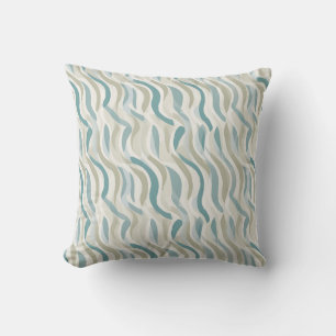 Coussin Motif d'onde Abstrait beige et Turquoise
