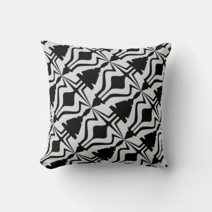Coussin Motif d'onde Abstraite diagonale noire gris