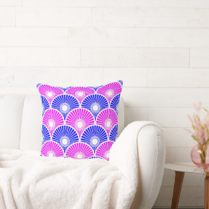 Coussin Motif d'onde semi-circulaire Magenta Pink