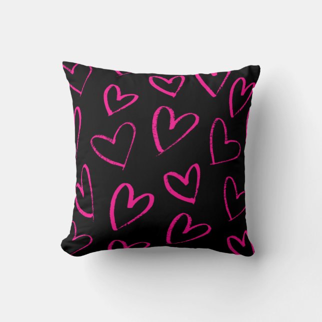 Coussin Motif Doodle Hearts (Recto)