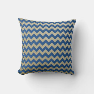 Coussin Motif d'or bleu Zigzag Chevron