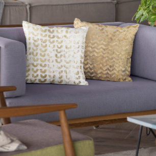 Coussin Motif d'or métallique en état de détresse moderne 