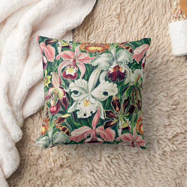 Coussin Motif d'orchidée blanche rose jaune (Couverture)