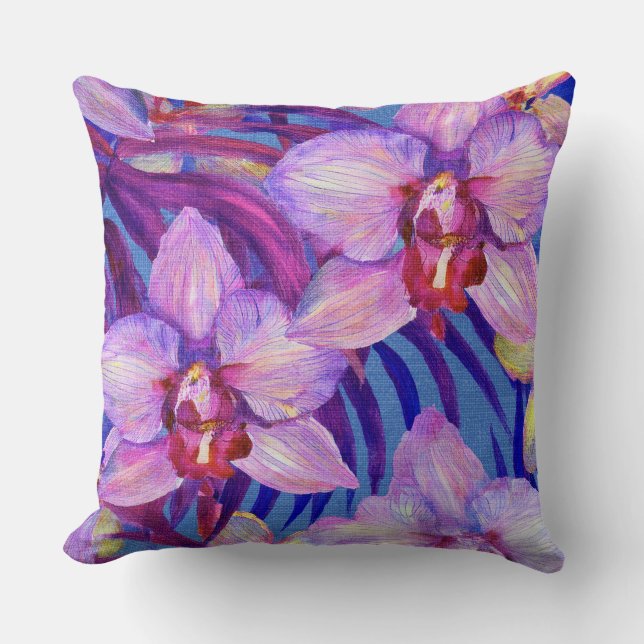 Coussin Motif d'orchidée violette (Recto)