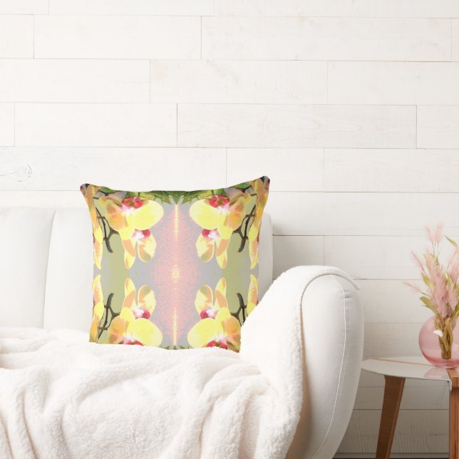 Coussin Motif d'orchidées jaunes (Canapé)