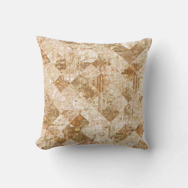 Coussin Motif doré en mosaïque abstraite (Recto)