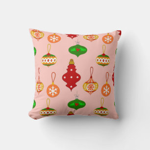 Coussin Motif d'ornement antique en rouge, vert et rose