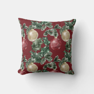 Coussin Motif d'ornements d'aquarelle de Noël
