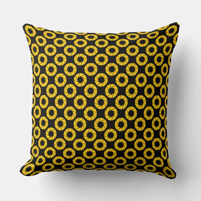 Coussin Motif d'ouverture - Ambre sur Noir (Recto)