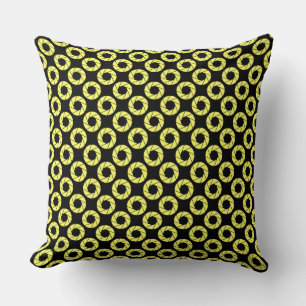 Coussin Motif d'ouverture - Jaune clair sur noir