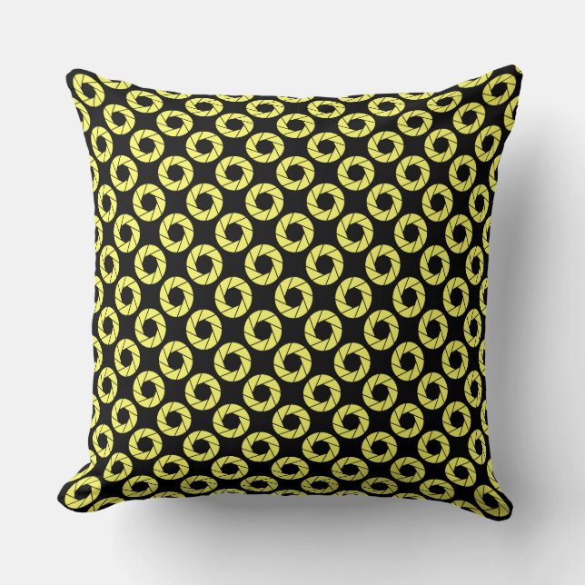 Coussin Motif d'ouverture - Jaune clair sur noir (Recto)