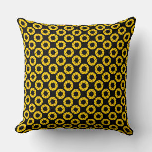 Coussin Motif d'ouverture - orange sur noir