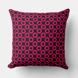 Coussin Motif d'ouverture - Rouge néon sur noir