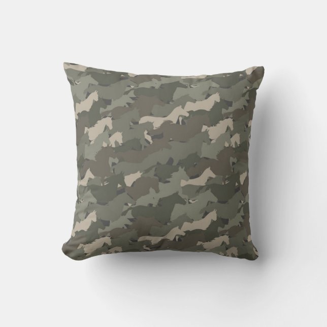 Coussin Motif du Camouflage des Chevaux sauvages (Recto)