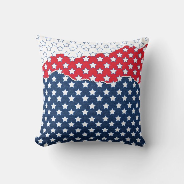 Coussin Motif du drapeau américain Red White & Blue Stars (Recto)