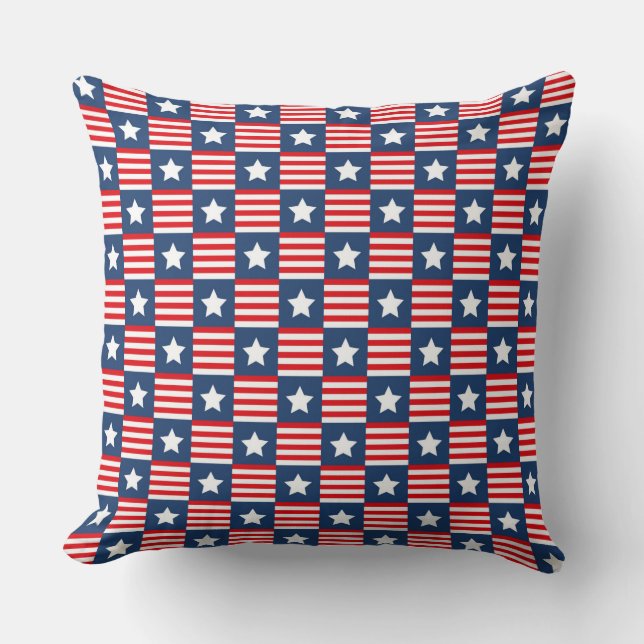 Coussin Motif du drapeau patriotique rouge, blanc et bleu  (Recto)