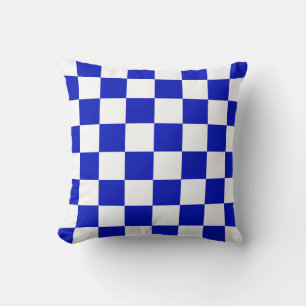 Coussin Motif du tableau de contrôle bleu et blanc royal