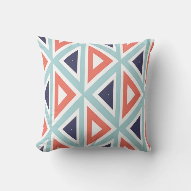Coussin Motif du triangle bleu de la marine corail  (Recto)