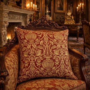 Coussin Motif d'urnes de style Renaissance médiévale vinta