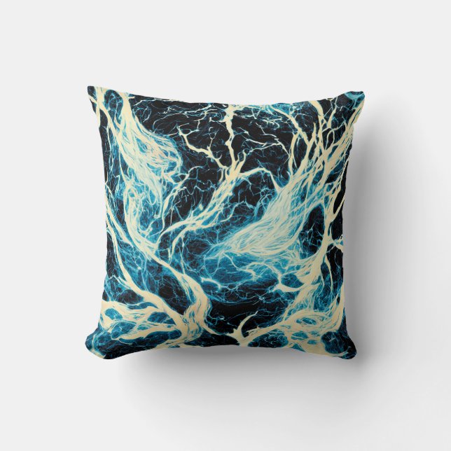 Coussin Motif éclair orage bleu (Recto)