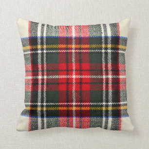 Coussin Motif écossais tartan. Laine rouge et blanche pla