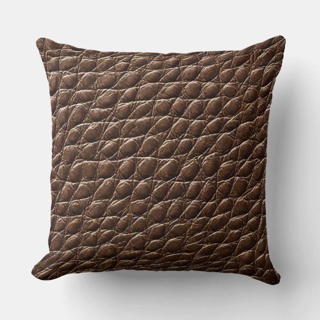 Coussin Motif effet cuir marron (Recto)