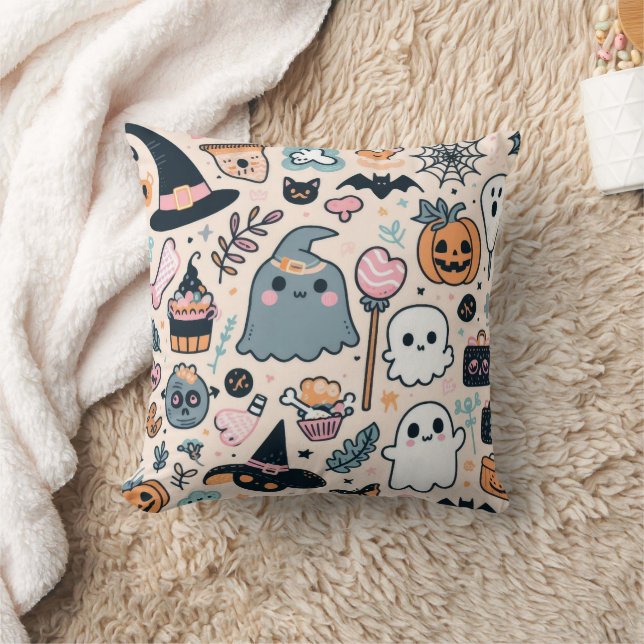 Coussin Motif Éffrayant Pastel Halloween - Cute (Couverture)