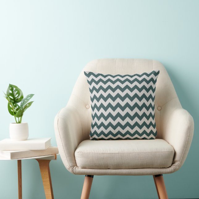 Coussin Motif élégant à rayures grises en chevron (Chaise)