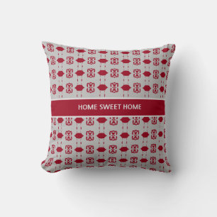 Coussin Motif élégant argent et burgundy