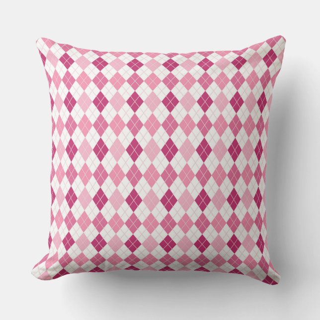 Coussin Motif élégant Argyle : Délice rose et violet (Recto)