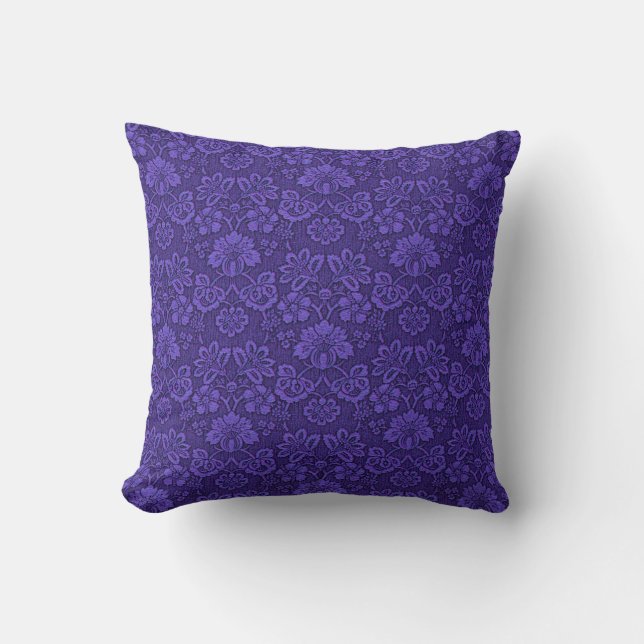 Coussin Motif élégant damas violet vintage (Recto)