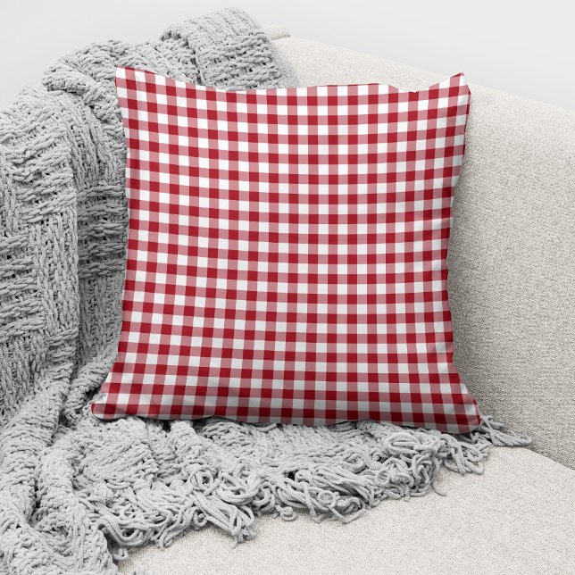 Coussin Motif élégant de carreaux Gingham rouge (Créateur téléchargé)