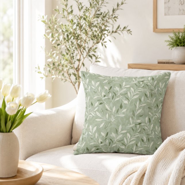 Coussin Motif élégant de feuilles d'olive (Créateur téléchargé)