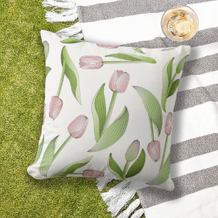 Coussin Motif élégant de fleurs de tulipes roses modernes