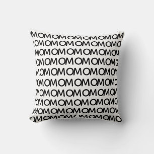 Coussin Motif élégant de maman noir sur fond blanc