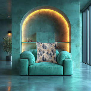 Coussin Motif élégant de paysage hivernal à effet brodé